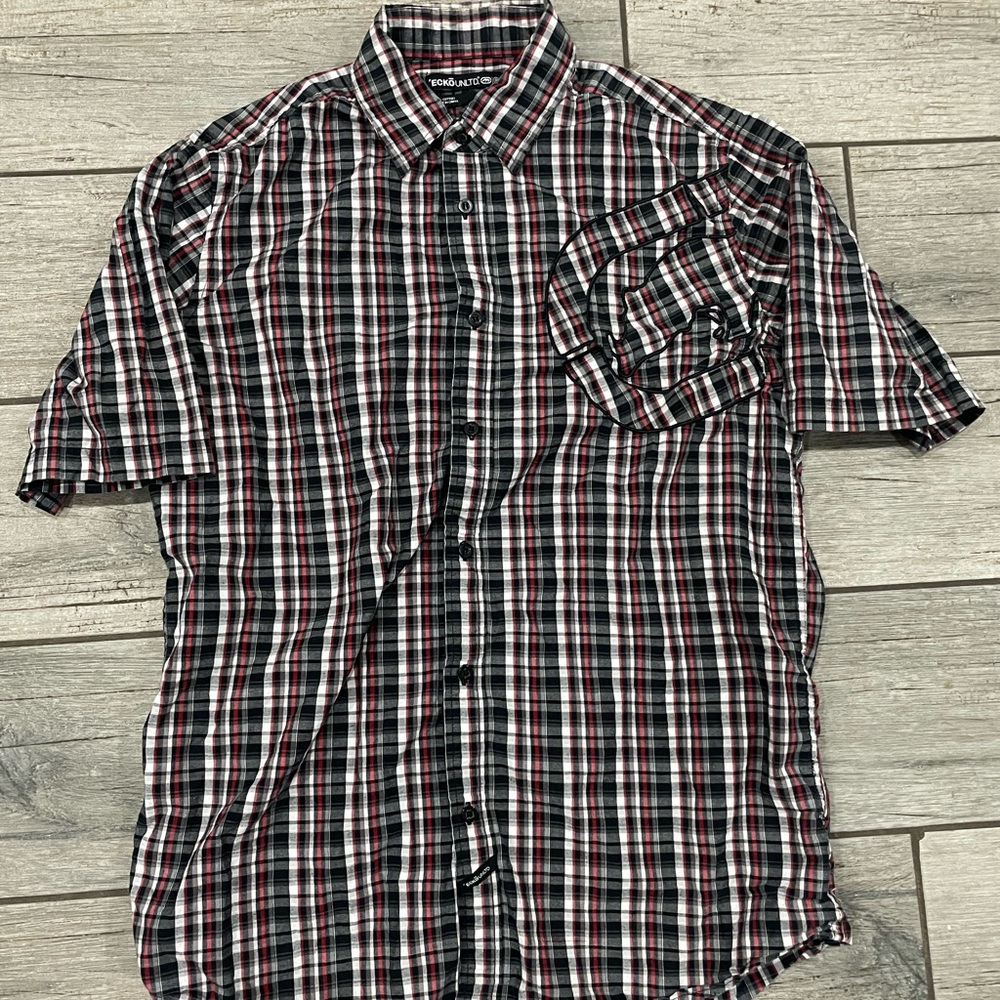 Ecko Unlimited Black and Red Plaid Shirt